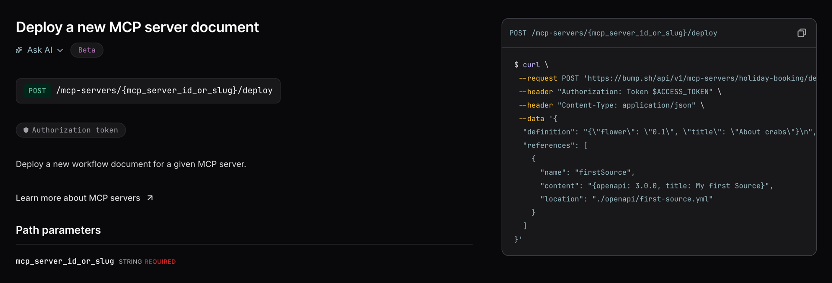 Bump.sh API doc in dark mode