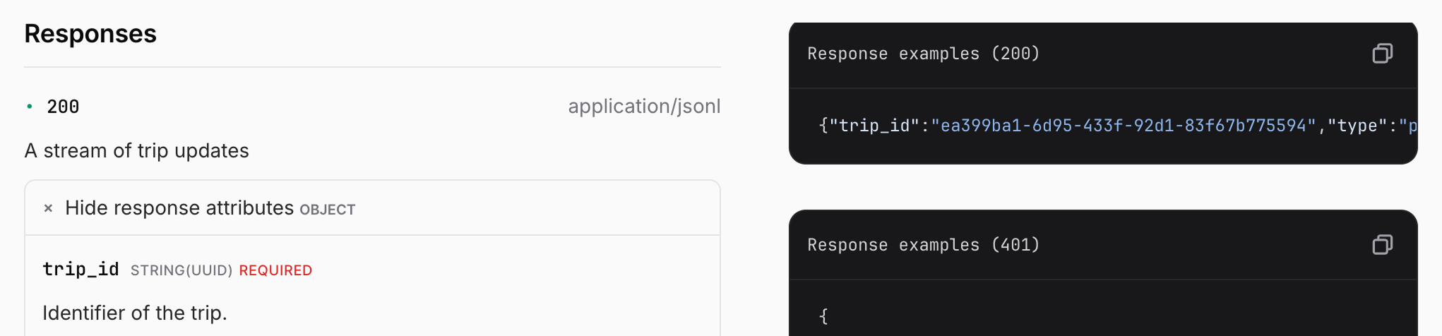 A response using data streaming